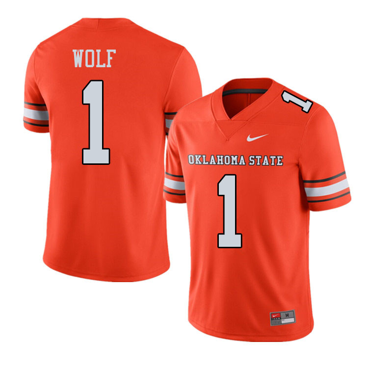 Men #1 Landon Wolf Oklahoma State Cowboys College Football Jerseys Sale-Alternate Orange